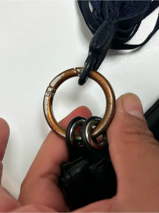 ALL SAINTS Leather suede purse pearl mini hobo bag dark blue - Picture 14 of 16